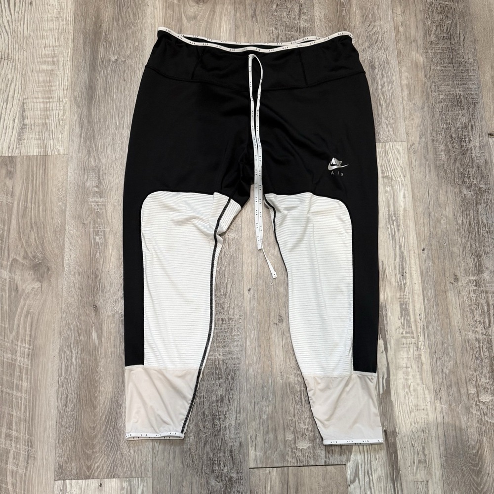 Nike Air Womens 7/8 Logo Prints Running Leggings Black Size 2X